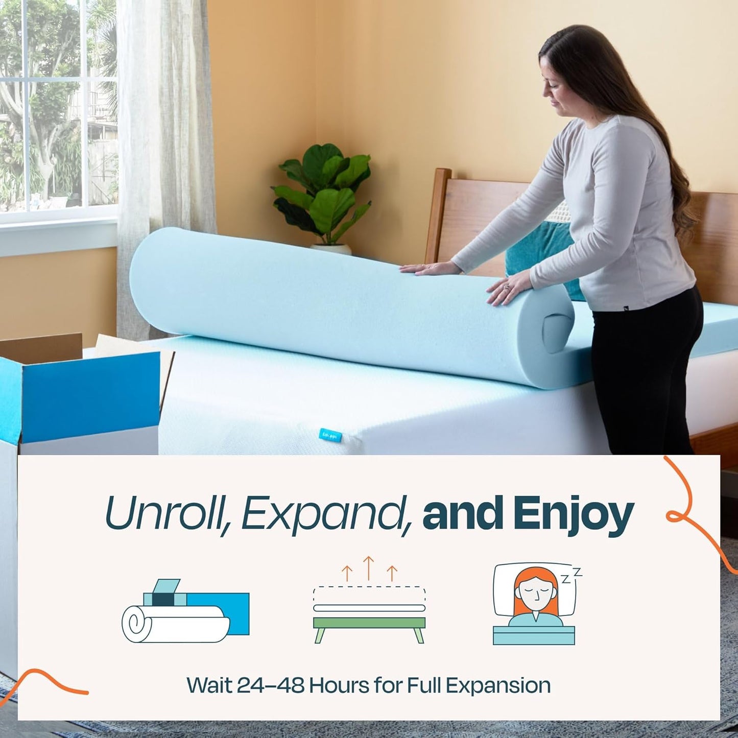 Linenspa Memory Foam Mattress Topper, Queen Size - 2 Inch Gel Infused Memory Foam - Plush Feel - Cooling and Pressure Relieving - CertiPUR Certified