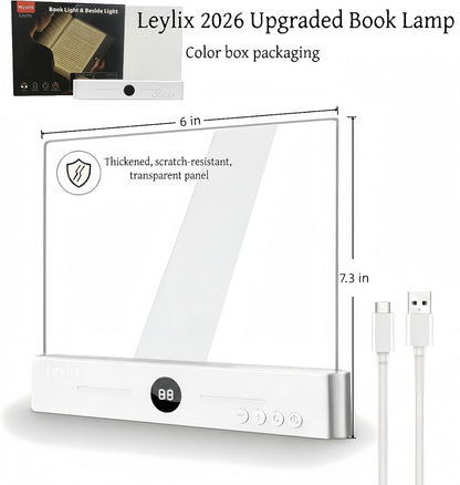 LED Flat Book Light for Reading at Night in Bed, Black