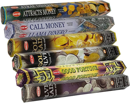 Hem Incense Sticks Variety Pack #23-120 Insence-Sticks (6 Incents x 20 Insense) + Incense Stick Holder with 6 Most Liked Scents Including Patchouli Dragons Blood White Sage Frankincense-Myrrh