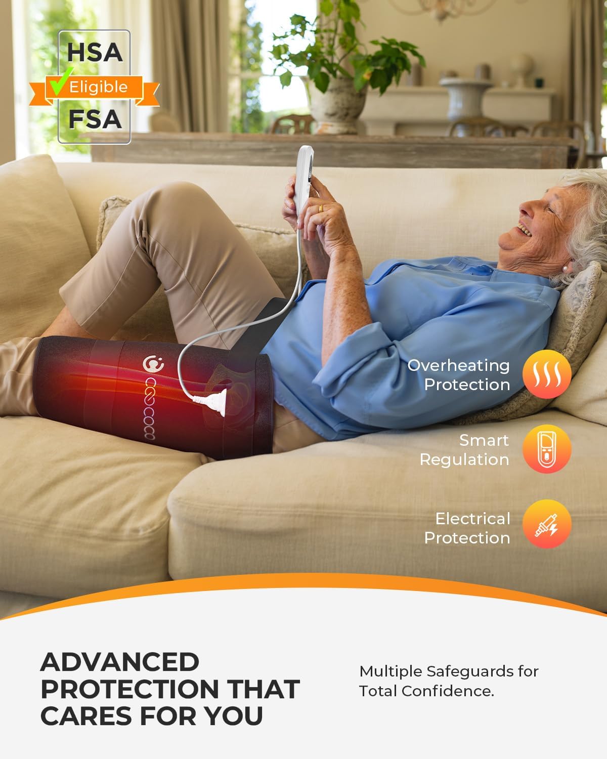 CooCoCo 17x33 Large Heating Pad for Back, HSA Approved Items for Mom Dad, Electric Heated Pad for Neck Shoulders Period Cramps, FSA Eligible Heat Pad, Auto Off, 10ft Cord