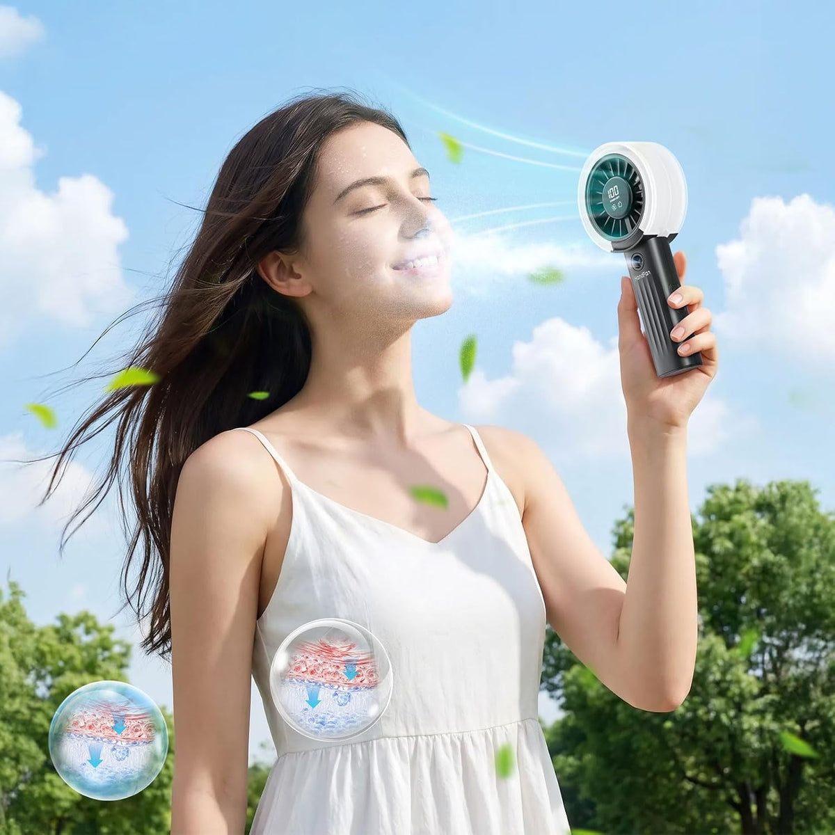 HandFan Upgraded Misting Fan with LED Display – Extreme Cooling Portable Handheld Fan with Water Mist Spray, 50% Stronger Airflow & Quieter, USB Rechargeable for Travel/Park/Disney/Beach/Concert/Game