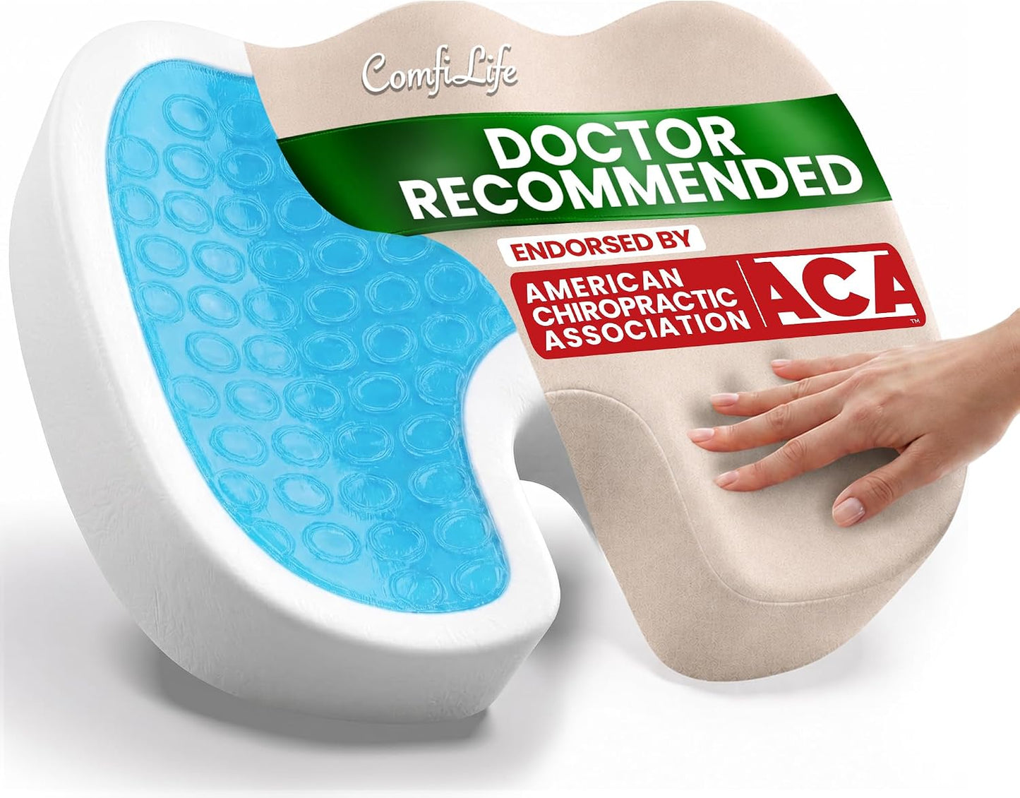 ComfiLife Gel Enhanced Seat Cushion – Office Chair Cushion – Non-Slip Gel & Memory Foam Coccyx Cushion for Tailbone Pain - Desk Chair Car Seat Cushion Driving - Sciatica & Back Pain Relief (Navy)