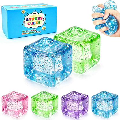 Square Squishy Squeeze Fidget Toys: Stress Relief Toys for Men Super Soft Slow Rising Cube - Sensory Desk Toys for Office Stress, Anxiety Relief & Focus - Cool Birthday Party Favors for Teens & Adults