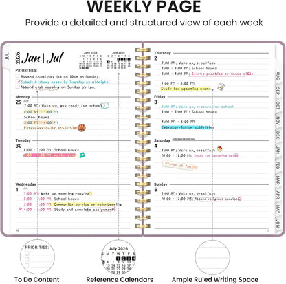 Planner 2026-2027 for Women & Men, Academic Monthly and Weekly Calendar Planner, Jul 2026 - Jun 2027, A5 (6.3" x 8.5"), Teacher Student Planning Book with Tabs, Ideal for Office School Supplies - Pink