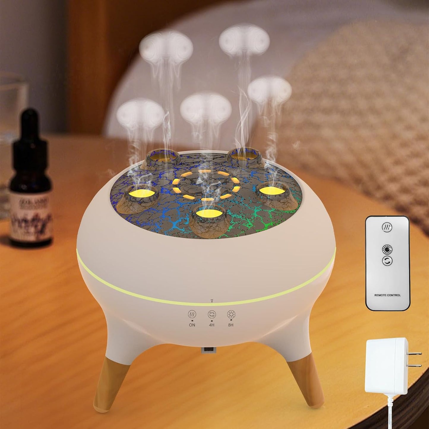 Colorful Flame Fire Diffuser Humidifier, Ultra-Quiet Aroma Essential Oils Aromatherapy Diffusers for Large Room, Bedroom, Office (Timeable, Waterless Auto off-150ml)