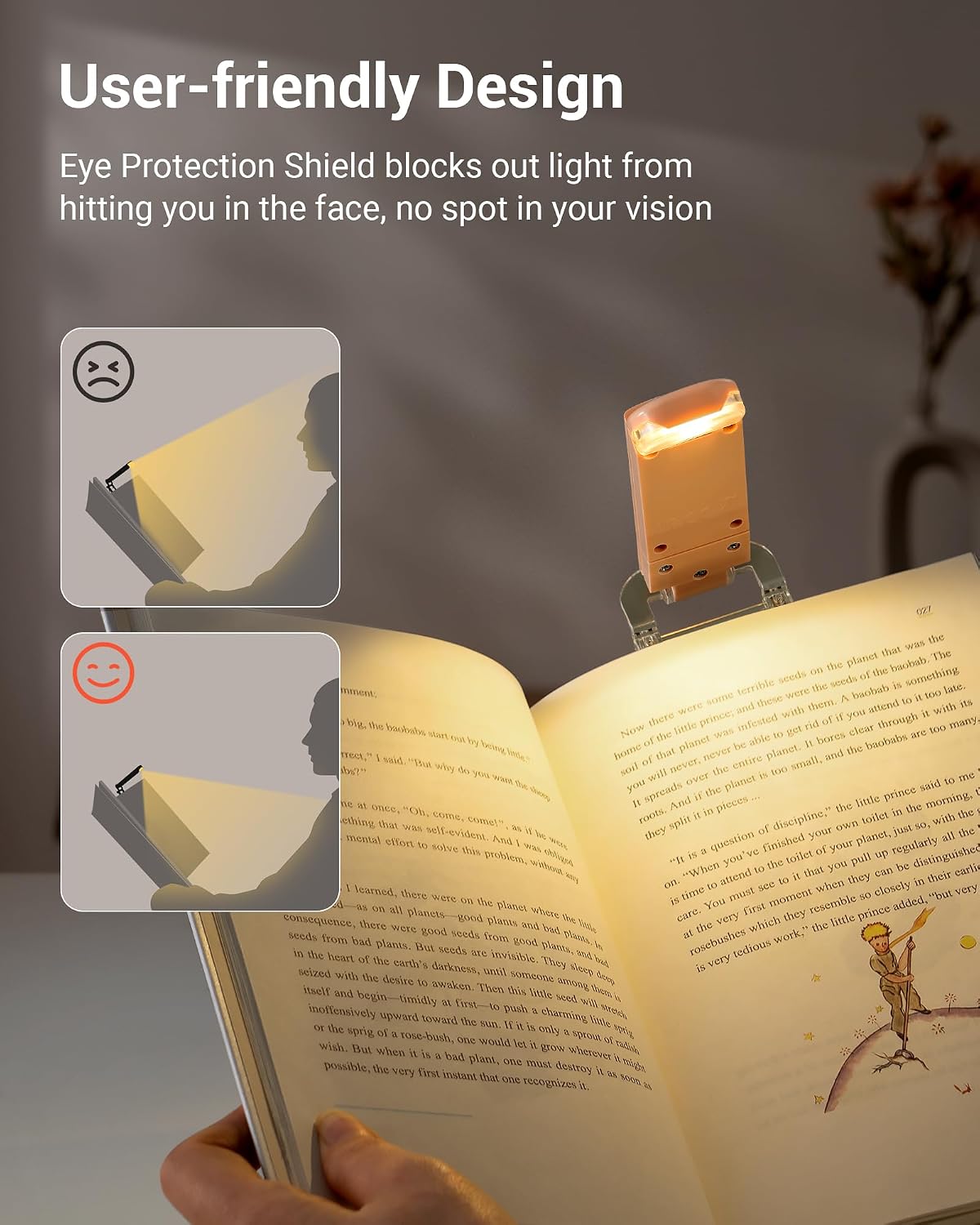 DEWENWILS USB Rechargeable Book Light for Reading in Bed, LED Book Reading Lights with Clip, Perfect for Bookworms, Kids, Warm White, Brightness Adjustable (Blue)