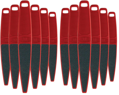 ForPro Professional Collection Red Panda Foot File, 60/100 Grit, Double-Sided Pedicure File for Feet and Heels, 10.5” L (Pack of 6)