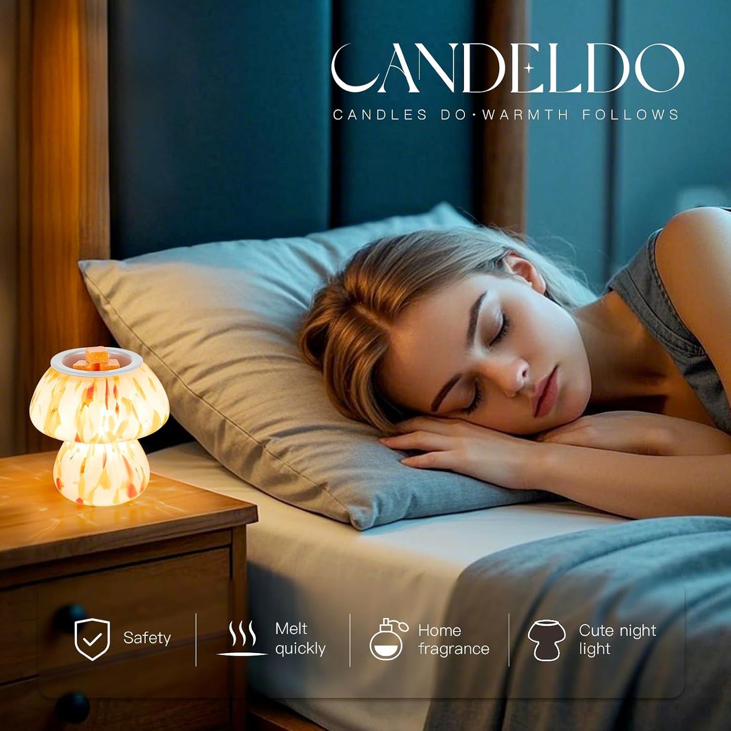 Candeldo Mushroom Wax Melt Warmer: Wax Melter Warmer with Timer Cute Melter Fragrance Candle Lamp Home Decor Mothers Day Birthday Gift for Women