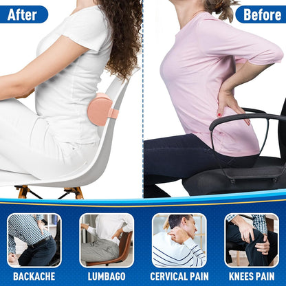 CushZone Lumbar Roll Support Pillow for Office Chair, Car, Gaming Chair, Memory Foam Back Cushion with Washable Cover for Relieving Back Pain & Improving Posture,Black