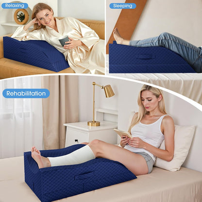 TranquilRelax Elevation Pillows for Leg After Surgery, Memory Foam Adjustable Wedge Pillow for Injury or Rest, Ankle Pillow for Sleeping Blood Circulation, Grey/Single Leg