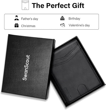 SwanScout Wallet for Samsung Galaxy SmartTag2, Money Clip Version, RFID Blocking Genuine Leather Bifold Wallet With Gift Box (Not Include Tracker)