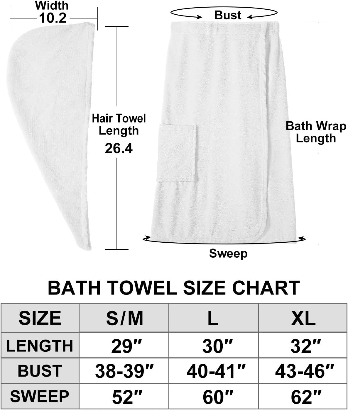 Kniffi Women's Spa Wrap & Hair Towel Body Wrap Adjustable Closure Bathrobe
