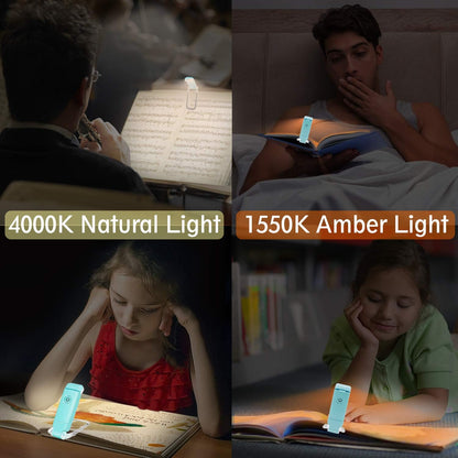 BIGLIGHT Amber Book Reading Light, LED Clip on Book Lights, Reading Lights for Books in Bed, Small Book Light for Kids, USB Rechargeable, 2 Brightness Adjustable for Eye Protection, Orange