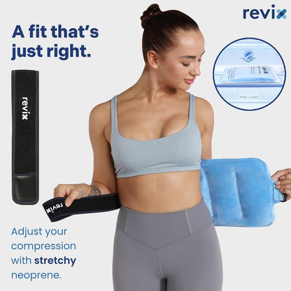 REVIX Ice Pack for Injuries Reusable Gel for Lower Back, Cold Packs for Back Shoulder, Elbow, Hip, Leg, Wrap Around Entire Knee, Soft Cold Compress,16 × 9" Navy