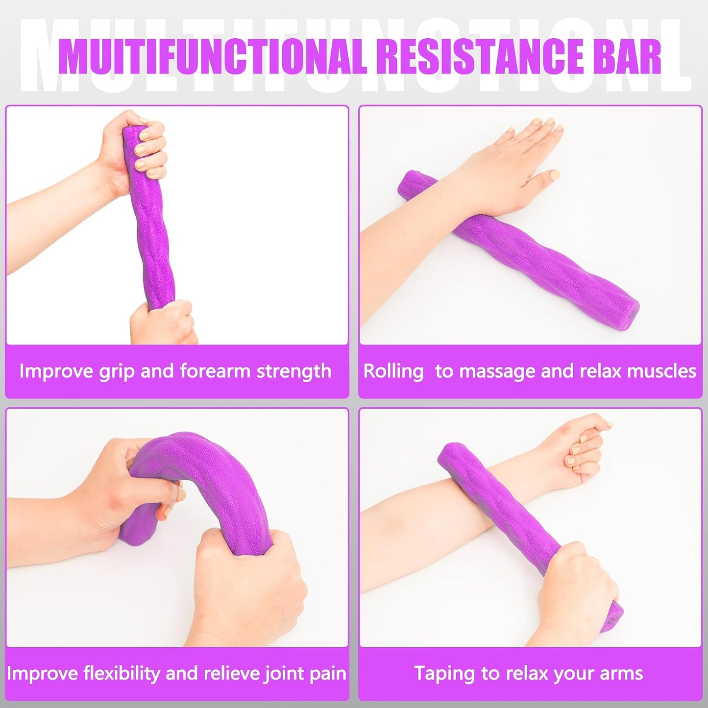 DICYWUDI Flex Therapy Bar and Grip Strength Trainers Set, Physical Therapy & Resistance Bar for Golfers Elbow,Tendinitis,Wrist,Forearms Pain, Improve Grip Strength and Relieve Pain