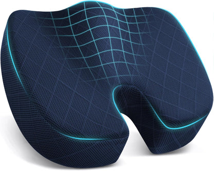 TushGuard Seat Cushion - Memory Foam Sitting Pillow for Office Chair, Car Seat, Airplane, Bleacher - Sciatica & Hip & Coccyx Pain Relief Desk Chair Cushion for Long Sitting Office Workers, Car Drivers
