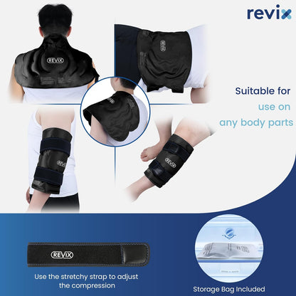 REVIX 20‘’ XXXL Knee Ice Pack Wrap Around Entire Knee, Extra Large Ice Pack for Knee Meniscus Tear and Arthritis, Cold Compress Therapy, Reusable Ice Wraps for Back, Shoulder, Post-Workout Recovery