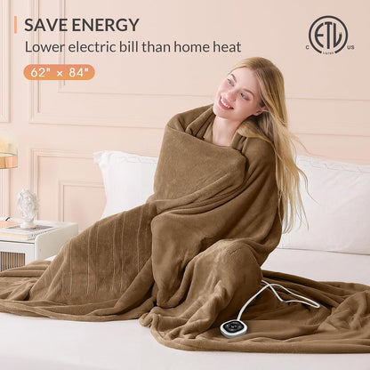 HOMLYNS LuxeHeat Heated Blanket Electric Blanket, Soft Flannel Sherpa Heated Throw, Heating Blanket with 5 Heat Settings, 3 hrs Timer Auto Shut Off (50x60 inches, Purple), Only for 120V Voltage Use