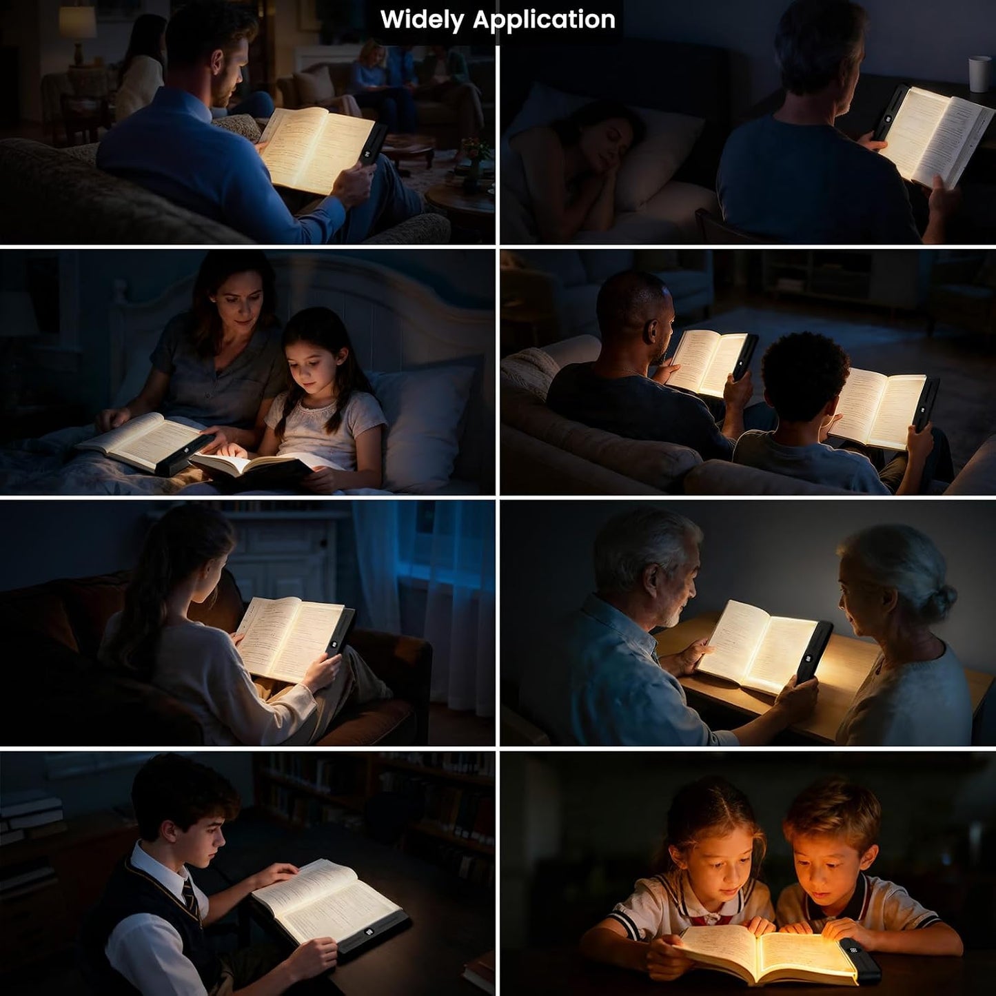 easuntec Book Light, Rechargeable Reading Light with Eye Protection - 3 Color Temps Timer Dimmable, Book Lights for Reading at Night, Flat Book Lights Gifts for Book Lovers Students Readers (Black)