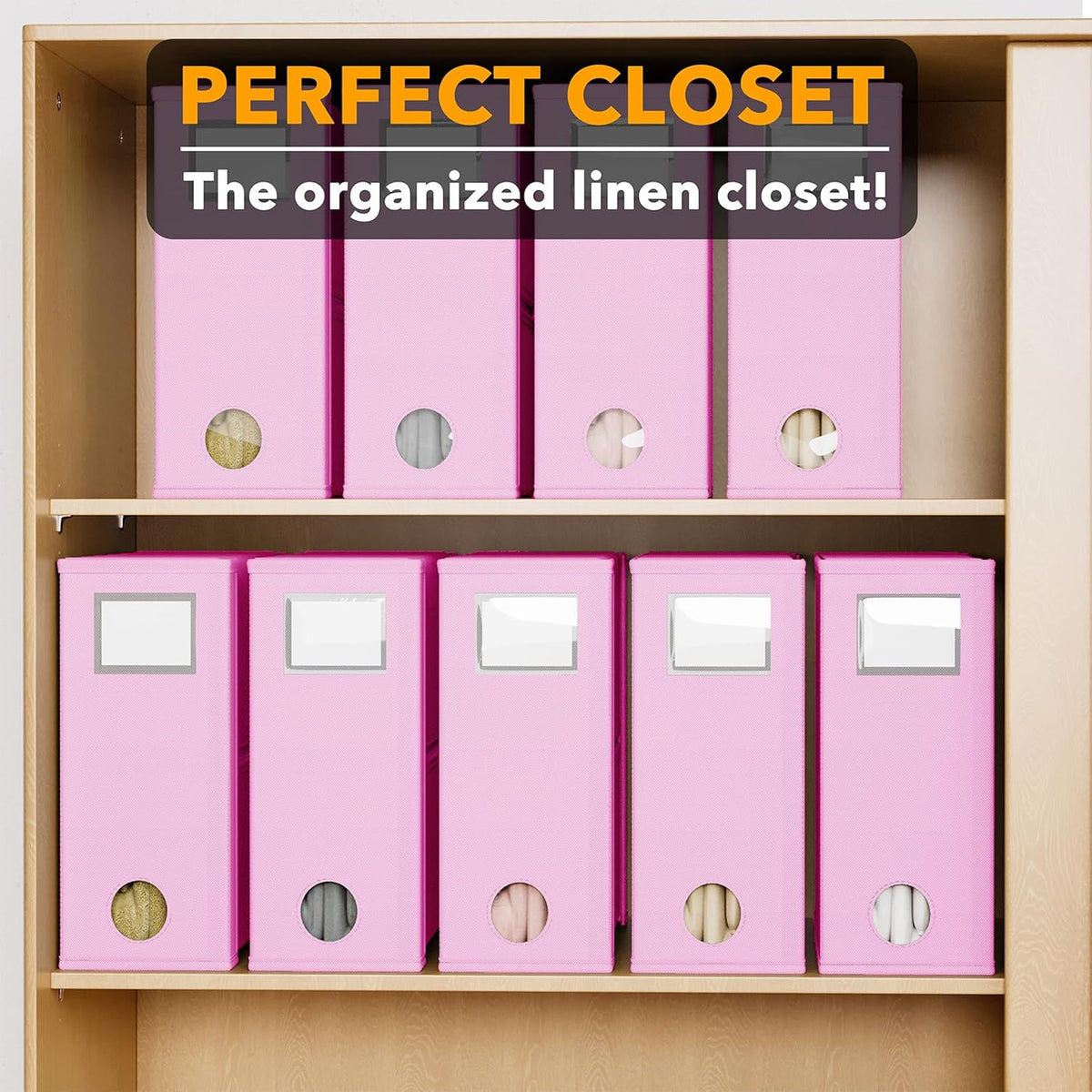 SpaceAid Bed Sheet Organizer and Storage, Foldable Sheet Organizer with Window for Linen Closet, Set Folder Keeper for Queen & King Size Bedding Storage (Black)