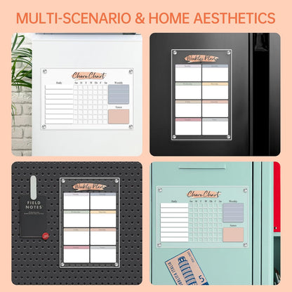 Acrylic Magnetic Kids Chore Board & Star Reward Jar - Dry Erase Fridge Calendar with Erasable Markers, Wooden Stars & DIY Stickers for Visual Schedule, Behavior Tracking & Potty Training Toddlers