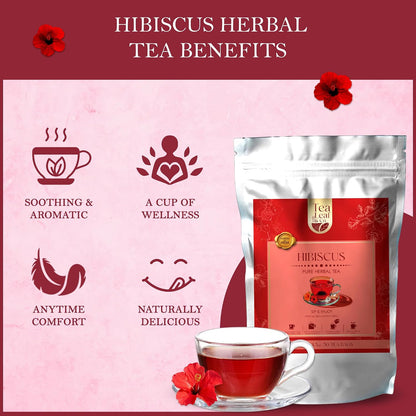 Hibiscus Herbal Tea (100 gm/3.5 oz), Natural Herbal Infusion, 50 Tea Bags