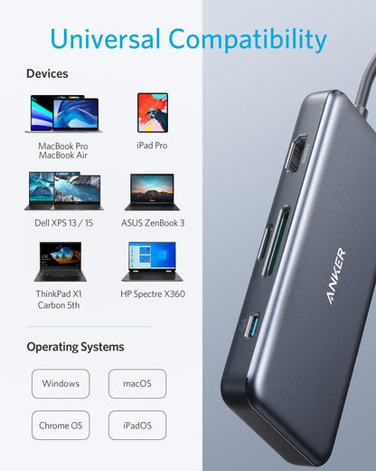 Anker Laptop Docking Station Dual Monitor, 8-in-1 USB C Hub with 4K HDMI