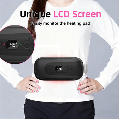 Portable Heating Pad: 2 Timer 6 Heat Levels 6 Vibration Modes Cordless Electric Heating Pad 3s Fast Heating Travel Heating Pad Gifts for Women Christmas Birthday Pink
