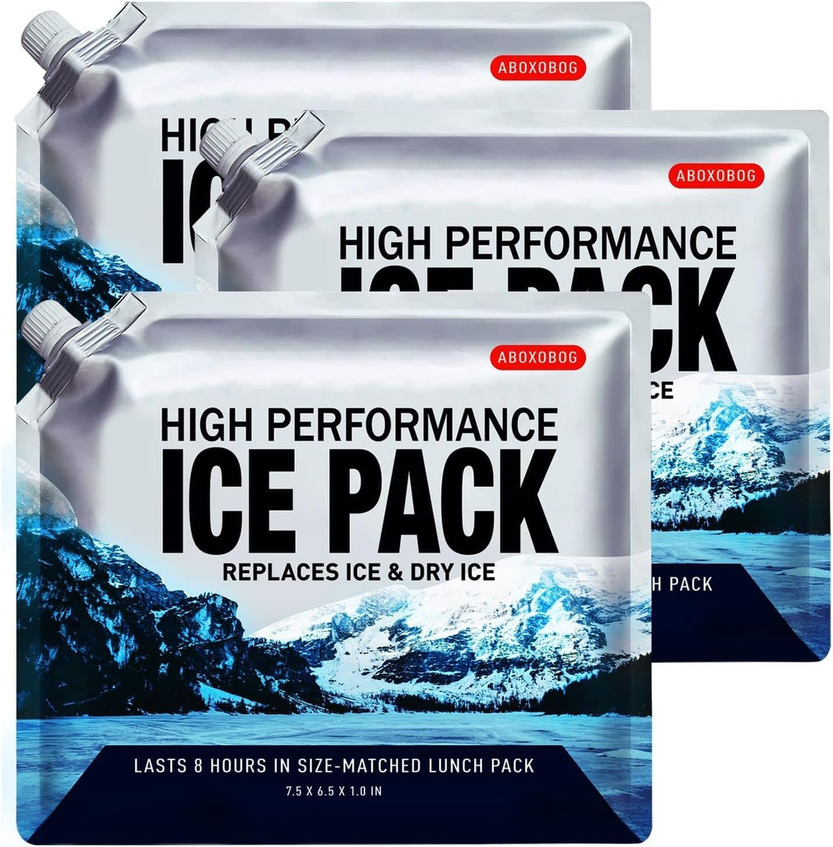 Reusable Ice Packs for Cooler Bag & Large Lunch Box, Long Lasting Gel Freezer Pack for Backpack, Heavy Duty Cold Packs for Camping, Travel, 3 Pack (9.8"x9.8")