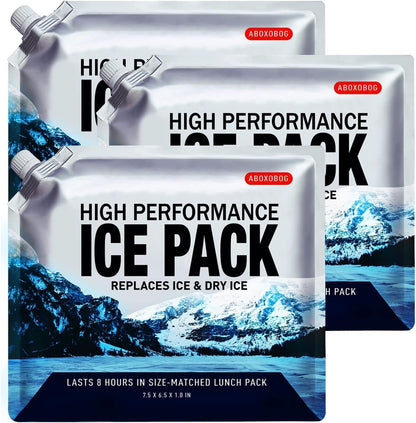 Reusable Ice Packs for Cooler Bag & Large Lunch Box, Long Lasting Gel Freezer Pack for Backpack, Heavy Duty Cold Packs for Camping, Travel, 3 Pack (9.8"x9.8")