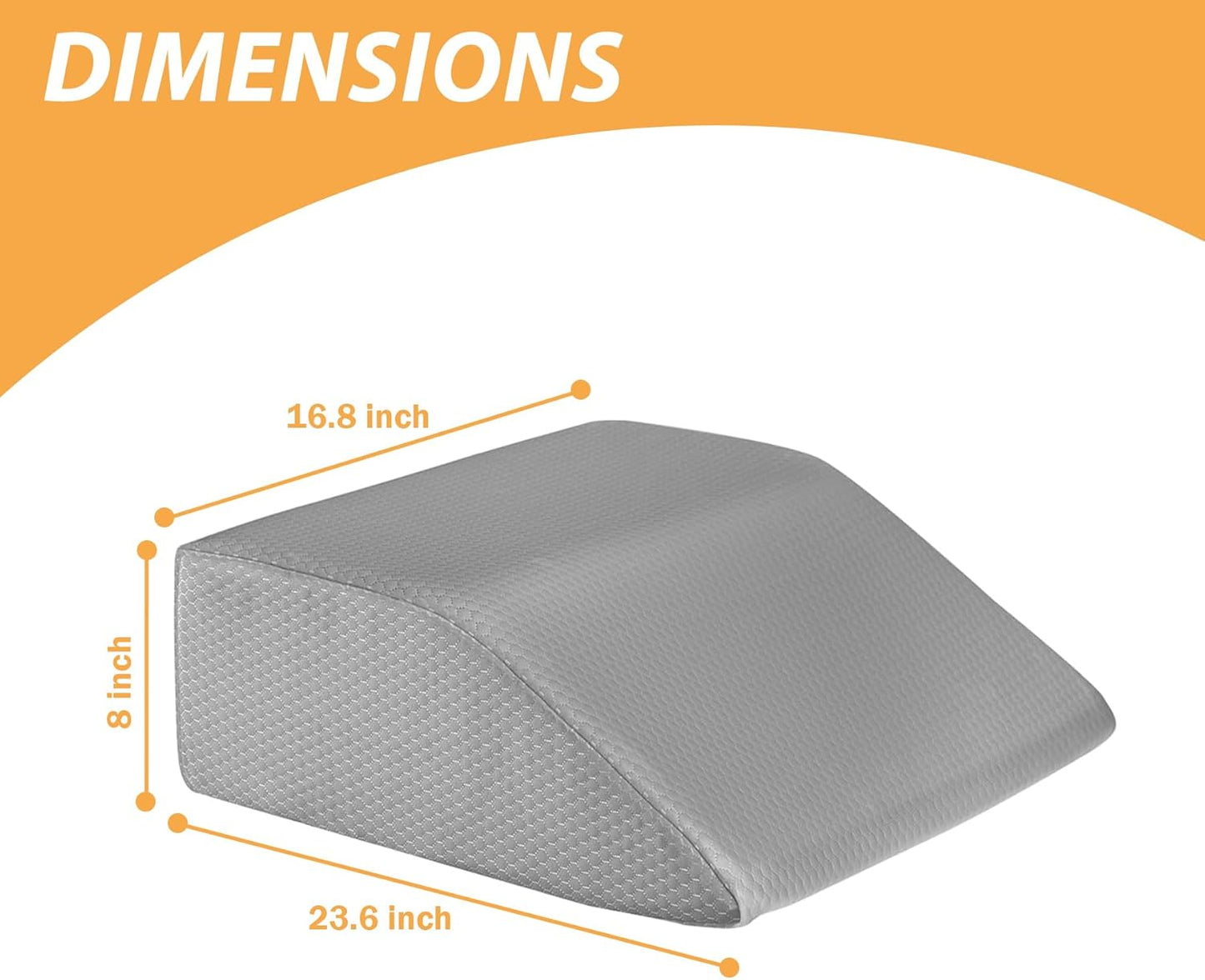 Bedluxe Leg Pillow Elevation Blood Circulation, Wedge Pillow for Legs Swelling, Leg Elevating Wedge Pillow for After Surgery, Foot Knee Pillow for Leg Rest, Sleeping, Memory Foam Top, 8in, White/Grey