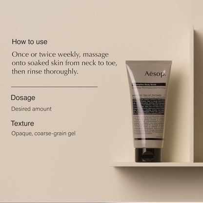 Aesop Geranium Leaf Body Scrub | Exfoliating Body Polish with Bamboo & Pumice | Smoothing, Cleansing Scrub for Dry, Rough Skin | Fresh Citrus, Green Aroma | 6.2 oz