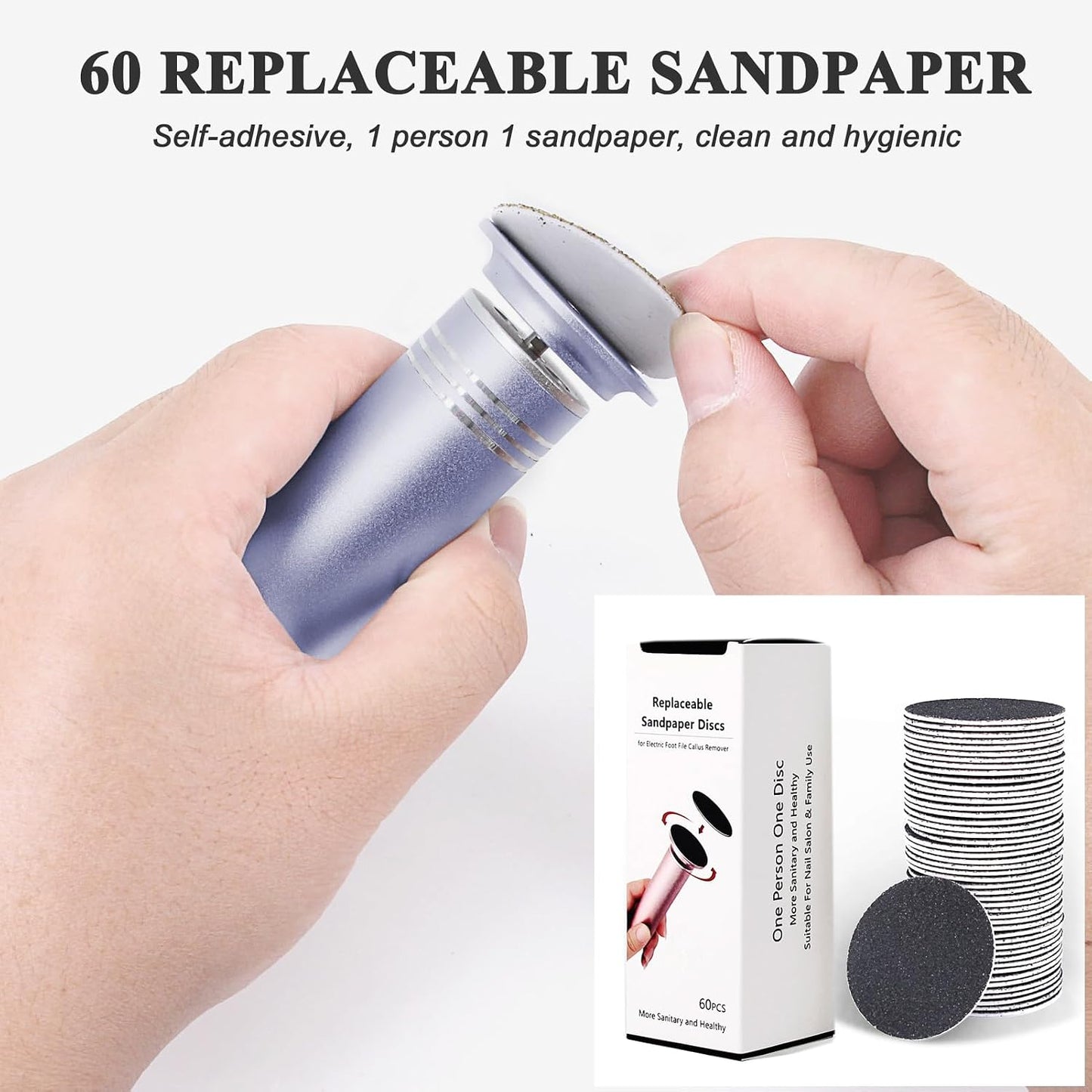 Upgraded Electric Callus Remover for Feet 1200RPM, Adjustable Speed Professional Electric Foot Sander Foot Grinder Heel File Pedicure Tool for Women Men Cracked Dead Skin, 60 Sandpaper Discs, Black