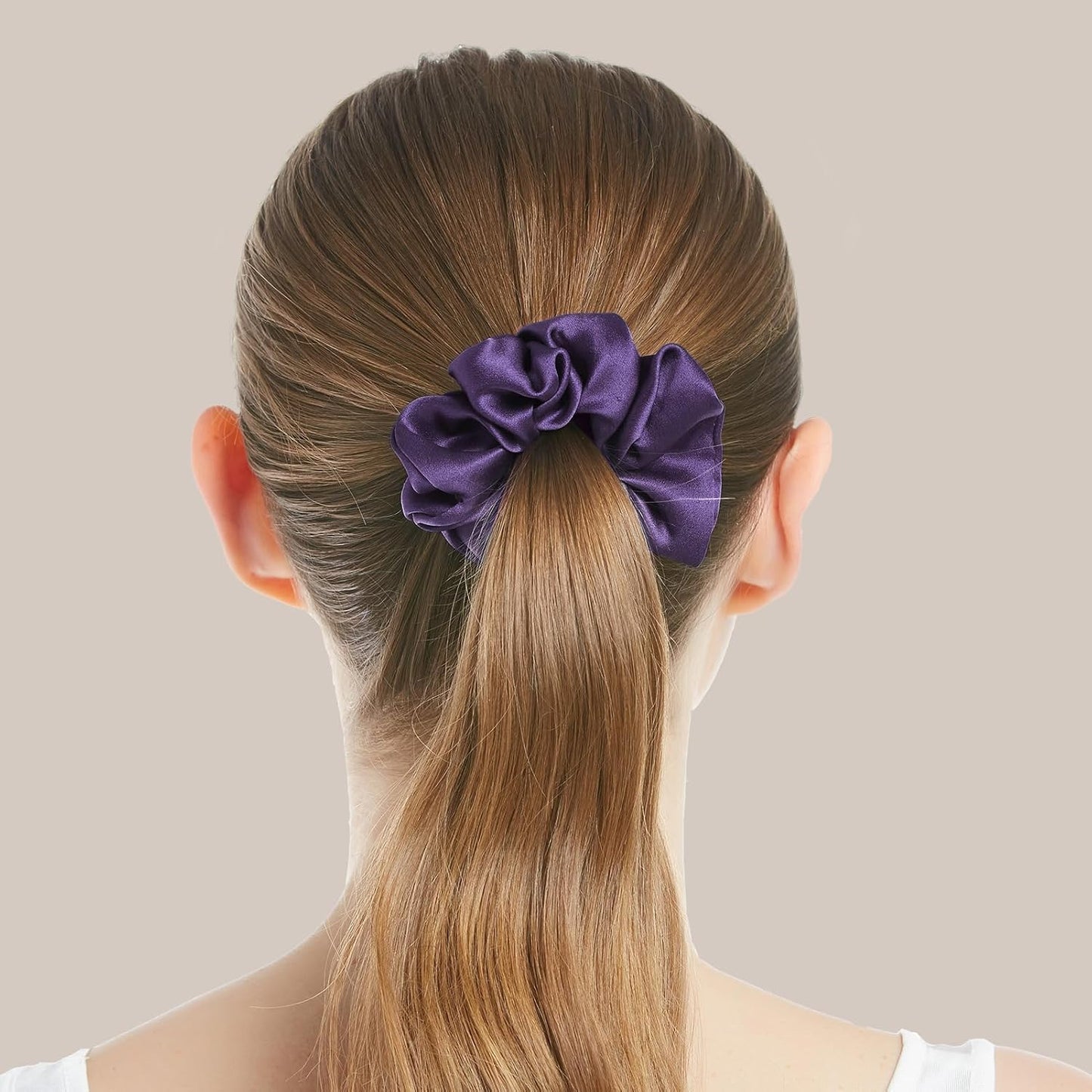 LILYSILK Silk Hair Scrunchies / Ties for Frizz & Breakage Prevention, 100% Mulberry, No Damage, Elastic ponytail Holders, 1Pc, Coffee - Colors A