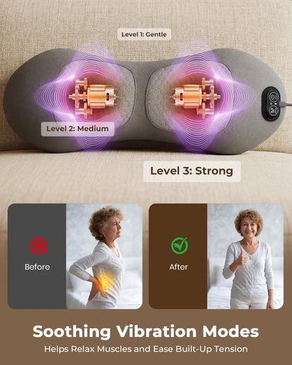 2026 Upgraded 4-in-1 Lumbar Support Pillow Massager with Remote Control