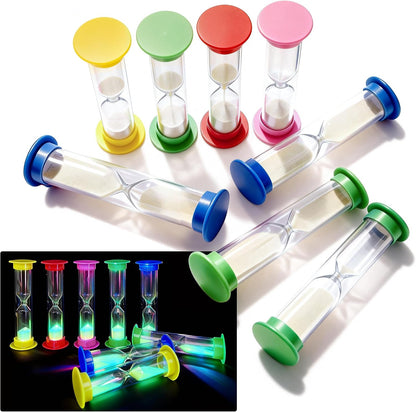 PROLOSO 6 Pcs Colorful Sand Timers Set Platic Sandglass Hourglass Sand Clock Timer 30sec/ 1min/ 2mins/ 3 Minutes/ 5 Minute/ 10mins for Kids Games Classroom Home Office Kitchen