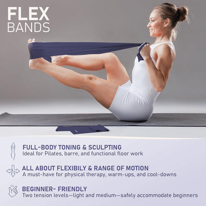 PhysKcal Pilates Kit, 15-Inch Pilates Ring with 1x Pilates Ball & 5X Bands | Aesthetic Home Pilates Equipment Set, Essential Kit for Beginners in Minimalist Style. Comes in Premium Packaging