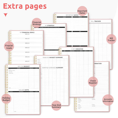 Budget Planner - Monthly Budget Book with Expense Tracker Notebook, Undated Bill Organizer & Finance Planner to Take Control of Your Money, Account Book to Manage Your Finances-Pink