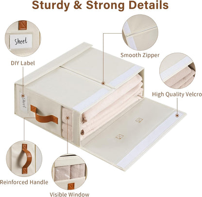 8 PCS Sheet Organizers and Storage,Foldable Bed Sheet Organizer with Handle