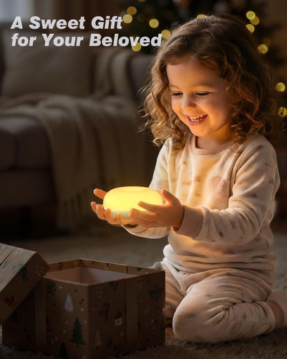 Baby Night Light, 0 Blue-Light Nursery Egg Light for Breastfeeding, Flip Design, Soft BPA Free, 3 Colors & Dimming, Rechargeable Portable Touch Nightlight for Kids Toddler
