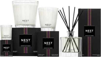 NEST New York Reed Diffuser, Bamboo - 5.9 fl oz - Fragrance for Up to 90 Days - Reusable, Refillable Glass Holder - Includes 8 All-Natural Reed Sticks - Flame Free