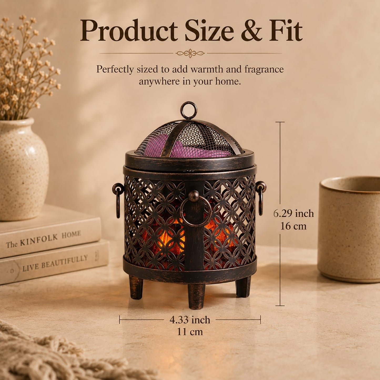 Dicimi Wax Melt Warmer,4-in-1 Electric Wax Melter,Oil Burner,Fireplace Wax Warmers, for Home Office Bedroom Aromatherapy Present and Decorations (Bronze, Fireplace Stove)