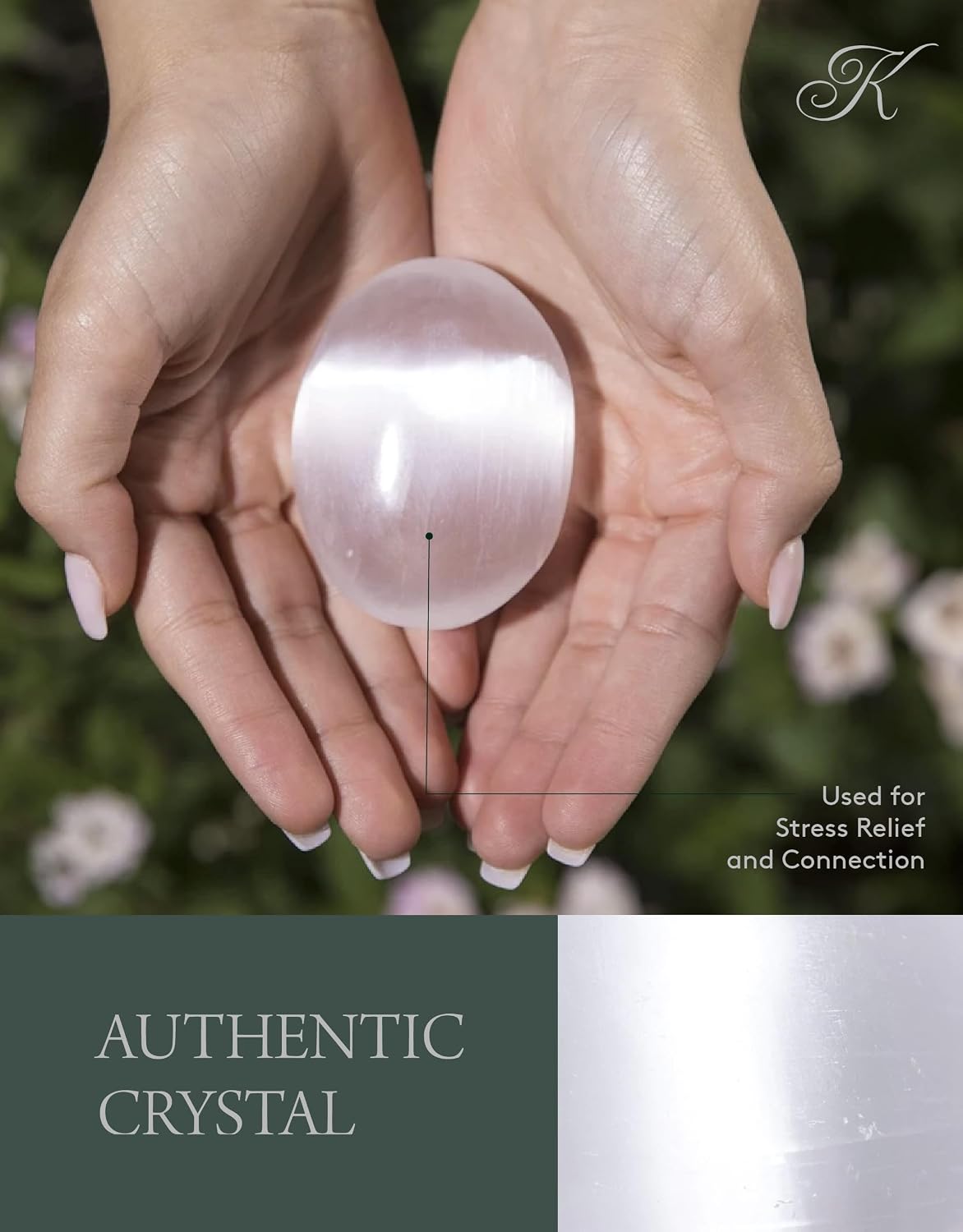 KALIFANO Palm Stone with Healing & Calming Effects - AAA+ Grade High Energy Worry Stone with Information Card - Reiki Crystal Used for Courage (Family Owned and Operated)