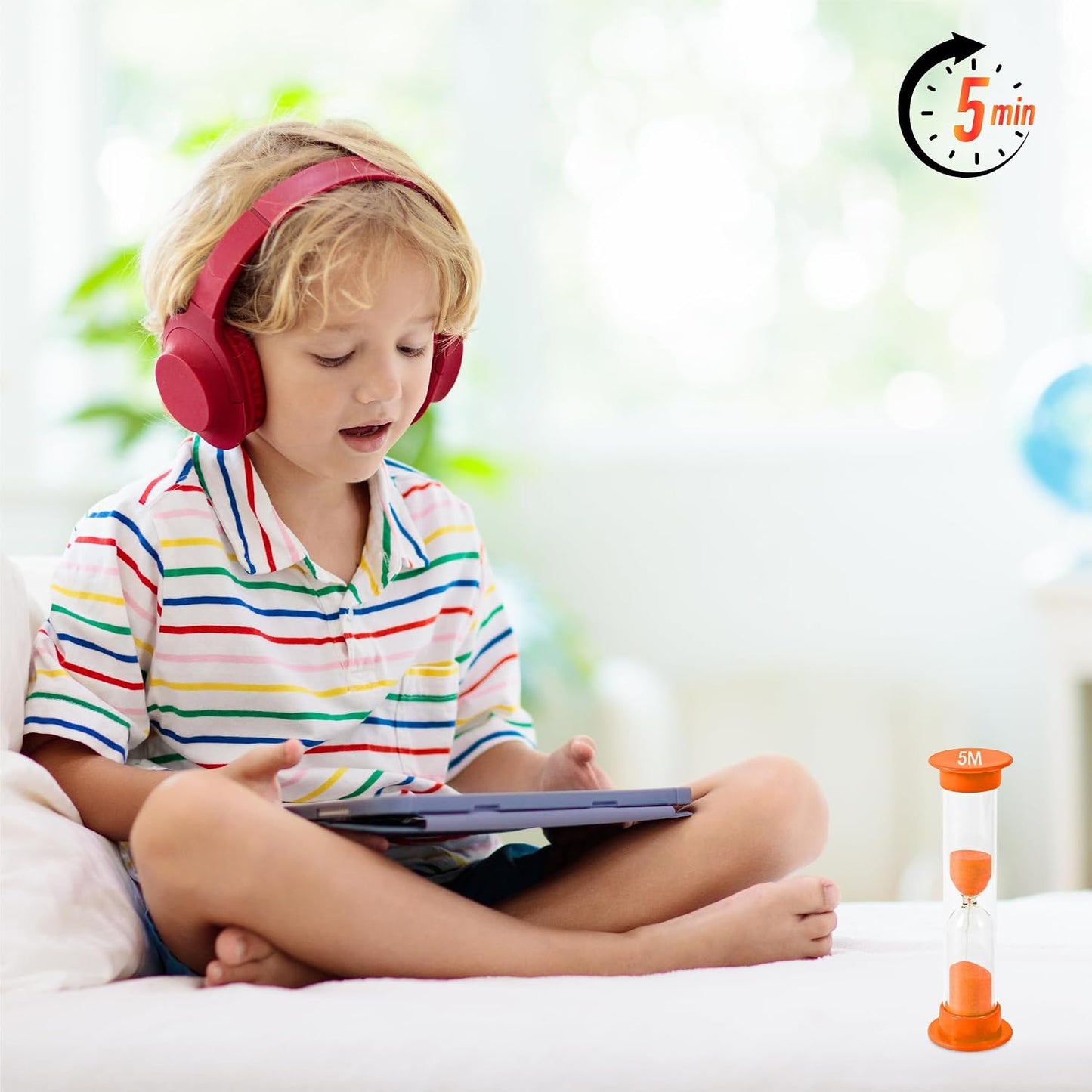 Sand Timer for Kids Set of 3 Small Colorful Hourglass Acrylic Covered Clock 1Min 2Min 5Min for Classroom, Home & Kids Room