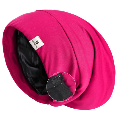 YANIBEST Hair Cover Bonnet Satin Sleep Cap - Adjustable Stay on Silk Lined Slouchy Beanie for Night Sleeping Surgical Hats Pure Black