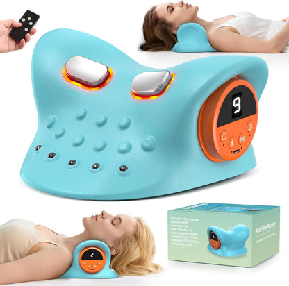 Neck Massager 2026,4-in-1 Neck & Shoulder Massager with Multi-Directional Stretch, Heating & Vibration, 360° Remote Control – Ergonomic for Home, Office,Car Travel