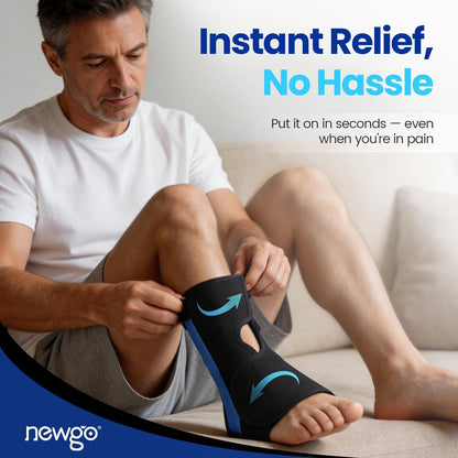 NEWGO Foot Ice Pack Wrap for Plantar Fasciitis, 60-Minute Long Lasting Heel Ice Pack with Ice Grids Design for Foot Surgery, Sprained Ankle, Heel Pain, Swelling