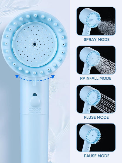 Cobbe Filtered Shower Head with Handheld, 4+1 Spray Mode Showerhead with Filters, Built-in Power Wash for Hard Water - Remove Chlorine - Reduces Dry Itchy Skin, Luxury Gray