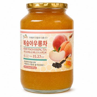Apexy Korean Honey Peach Oolong Tea – Made with Real Fruit, No Artificial Colors – Premium Drink Base, Smoothies, Desserts, Cocktails, Yogurt, Spreads Made in KOREA 35.27oz (1kg). (Peach Oolong Tea)