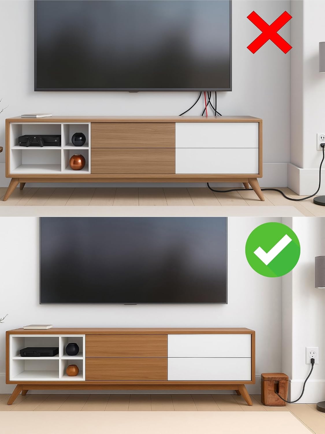 Cable Management Box, Power Strip & Extension Cord Hider, Desk Organizer